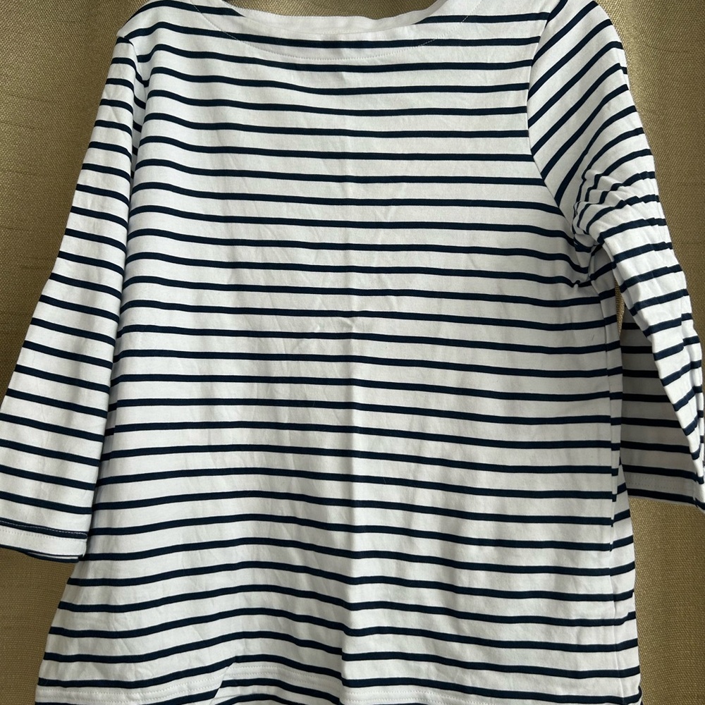 Croft & Barrow Navy and White Striped Long Sleeve Top